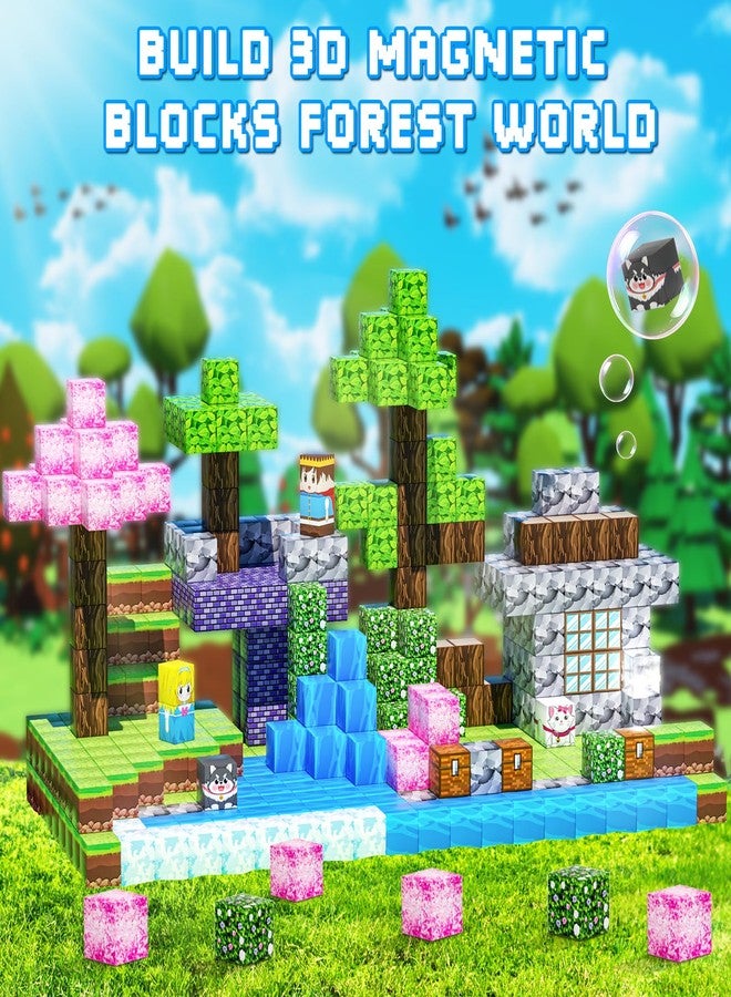 KIZJORYA Magnetic Blocks, 108PCS Magnetic Building Blocks for Kids, STEM Build Magnets Forest World Set for Toddler Birthday Xmas Gifts, Montessori Sensory Toys for Boys Girls Aged 3-12, 1" Magnet Cubes - Image 4